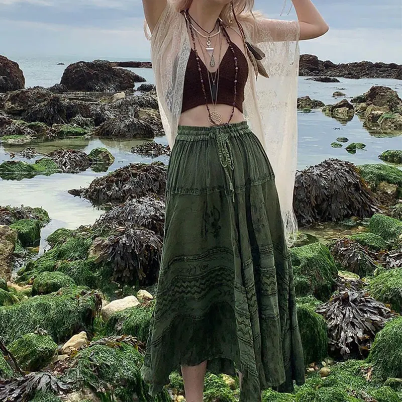 Женская одежда 2000-х годов модная винтажная юбка женская юбка-миди на шнуровке с