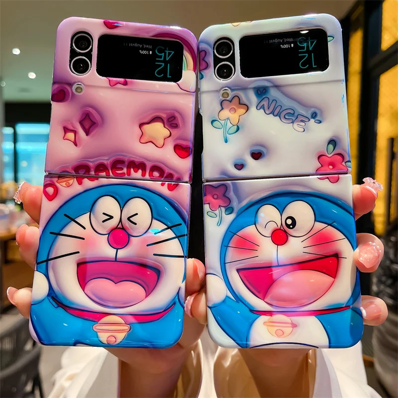 

Kawaii Flower Cartoon Phone Case For Samsung Galaxy Z Flip 4 3 Cover Cute Blu-ray Silicone Cases For Z Flip3 Flip4 5G Soft Funda