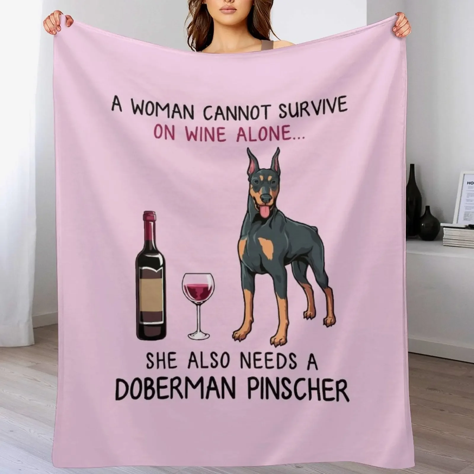 Доберман-пинчер и вино забавное одеяло для собак детское лохматое декоративного