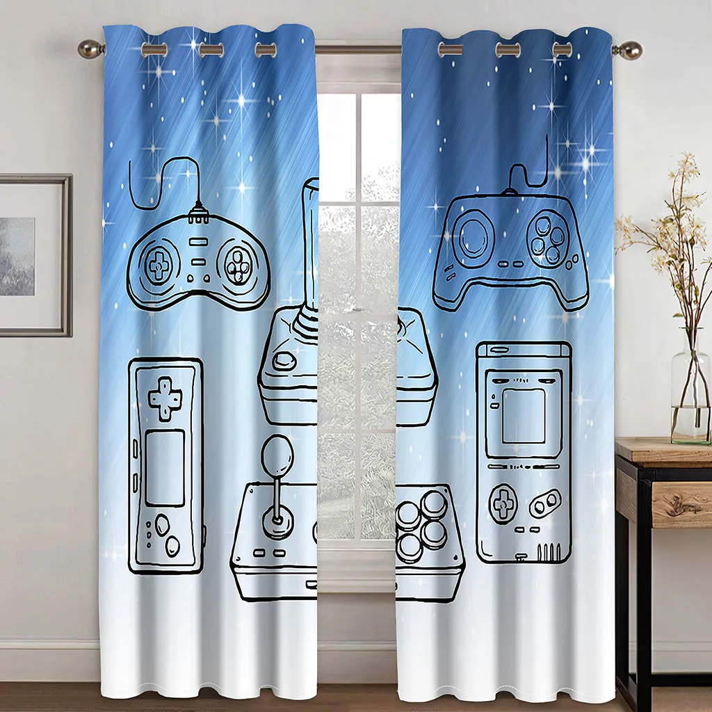 

Kids Playroom Blackout Curtains Living Room Decor HD 3D Video Game Window Gamepad Digital Printing Home Decor