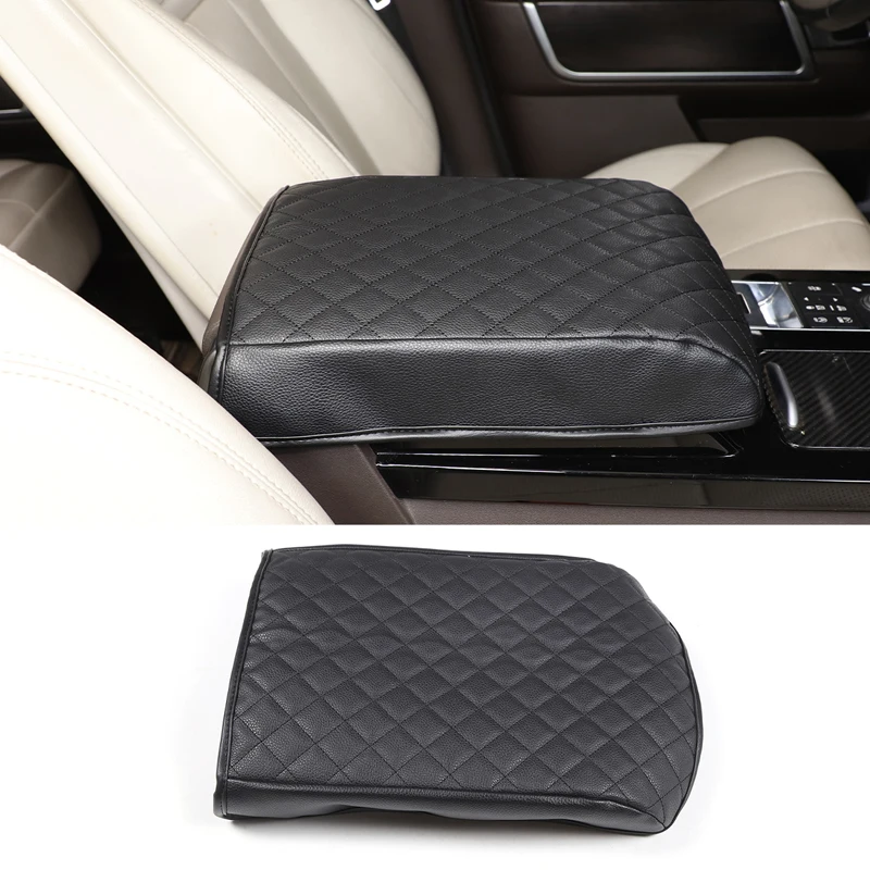 

For 2017-2022 Land Rover Discovery 5 LR5 Leather Black Car Styling center control handrail box cover sticker car accessories