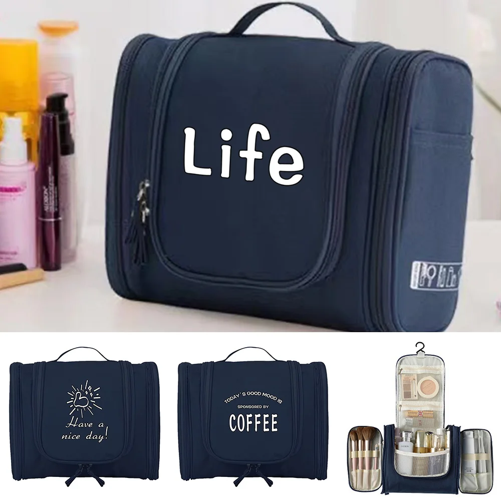 

MakeUp Wash Bag Women Toiletry Pouch Functional Hanging Storage Cosmetic Bags Food Print Handbag Travel Organizer Make Up Case