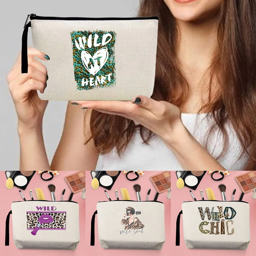 

Cosmetic Bag Women Travel Makeup Bag Zipper Toiletry Organizer Wedding Storage Case Purse Pouch Make up Bags Wild Pattern