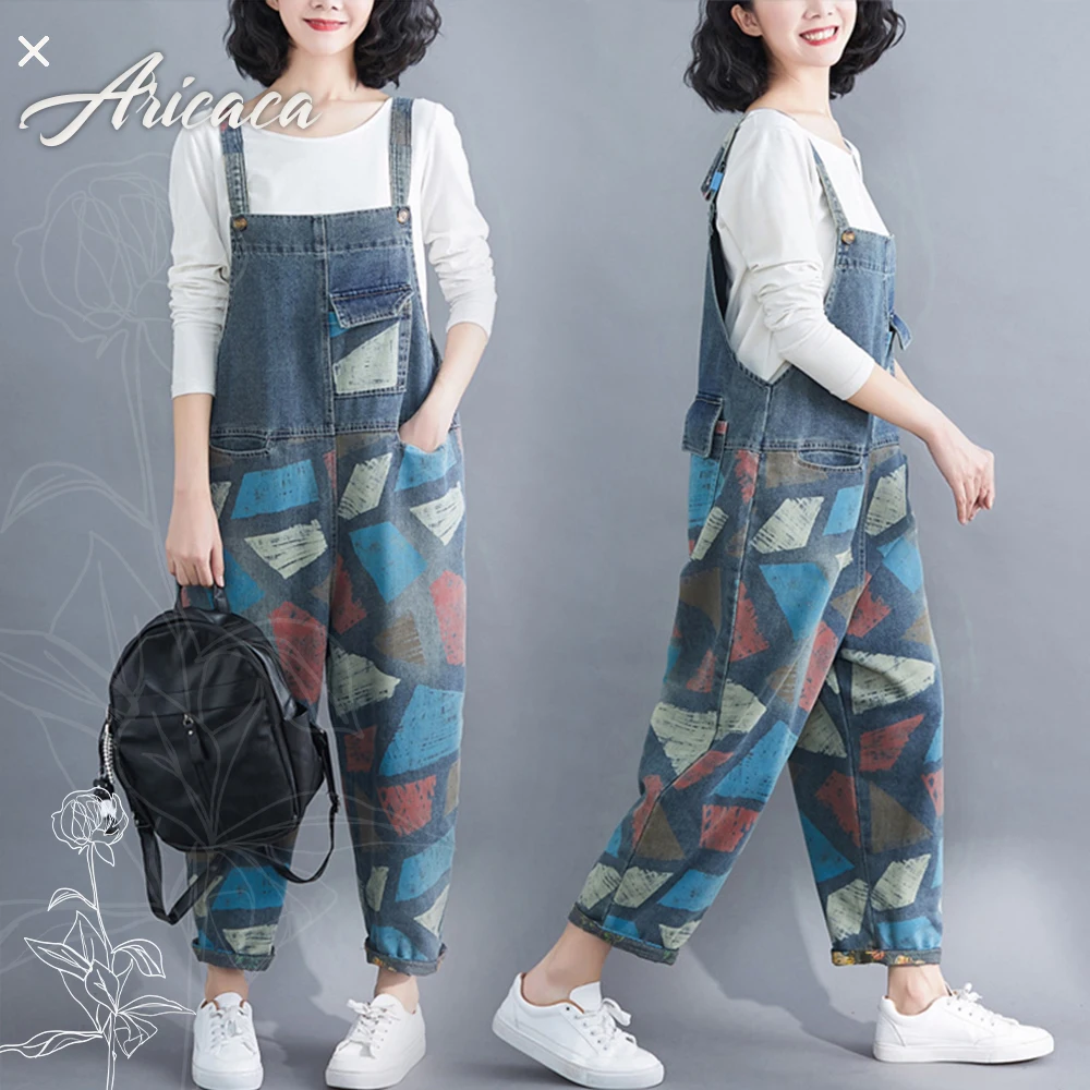 

Aricaca Women Sleeveless Wide Leg Jumpsuits Rompers Women Big Pockets Long Trousers Suspenders Overalls