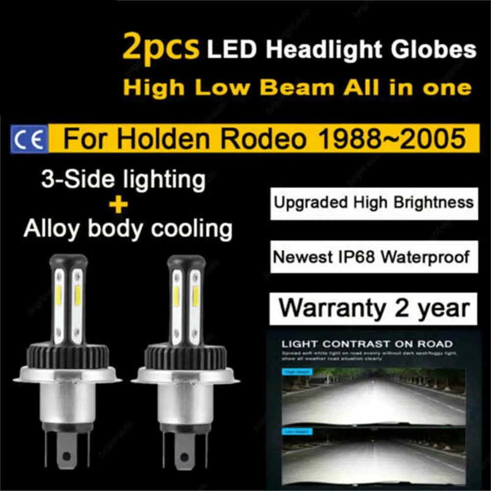 

2pcs H4 Car LED Headlight Globes Bulbs Lamp Kit High Low Beam White 6000K 100W Ice Bulbs Turbo Fog Light 12V