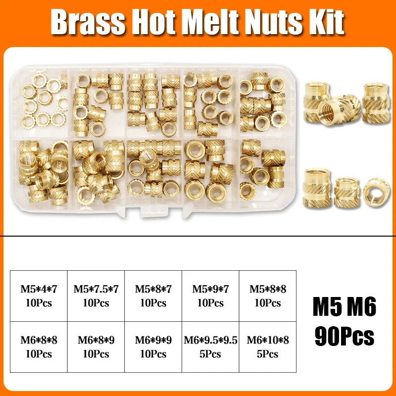 

1400x комплект вставок с резьбой, латунная гайка M2 M3 M4 M5 M6 M8, термоплавкий набор вставок для пластика, 3D-принтер, вставная гайка для медных труб