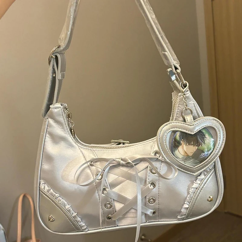 Richme Y2K сумки на плечо подмышками женские дизайнерские серебряные ленты с бантом