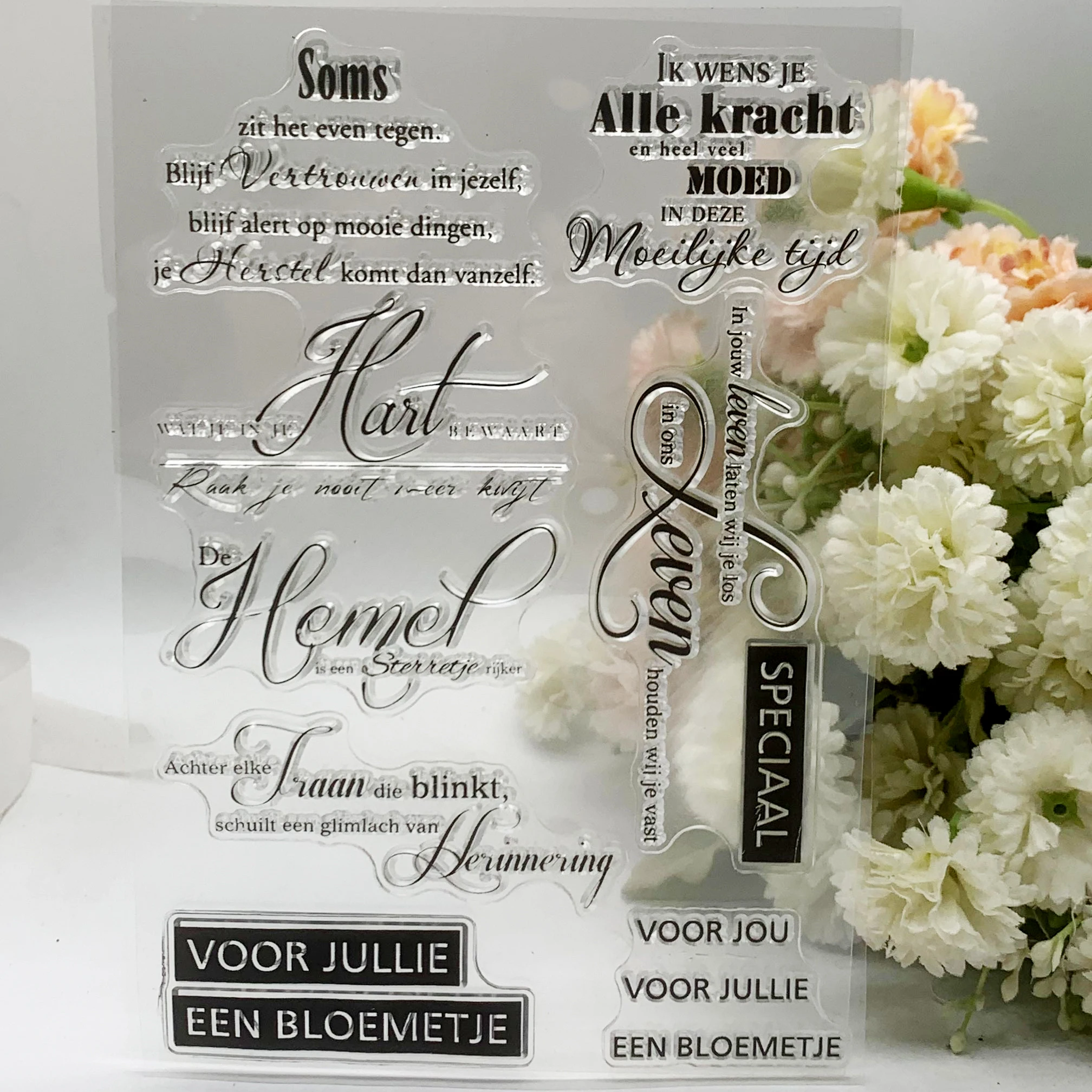 Голландские прозрачные печатные штампы с текстом и прозрачным рисунком для