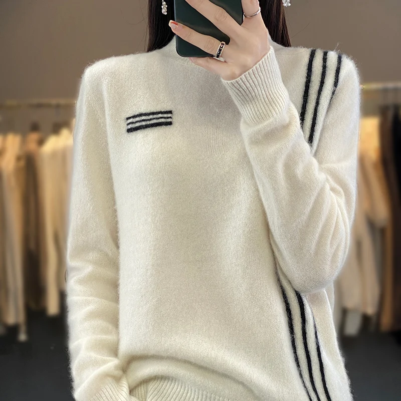 Новый осенне-зимний свитер из 100% мериноса и кашемира женский пуловер с