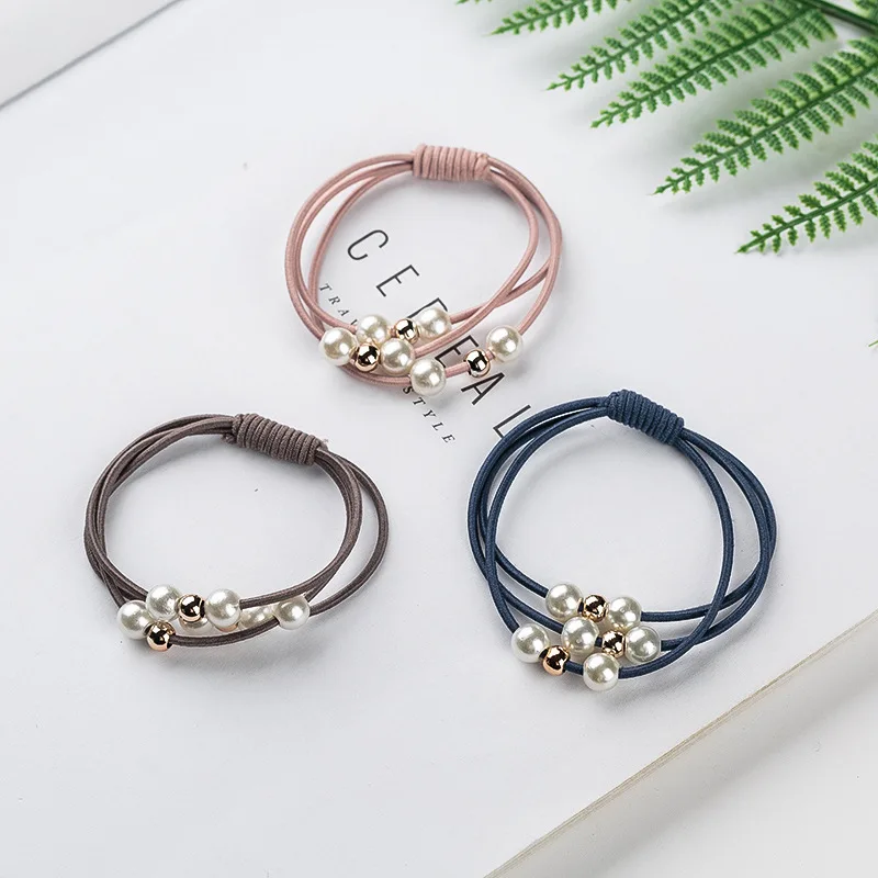 Простые эластичные резинки для волос с имитацией жемчуга в Корейском стиле