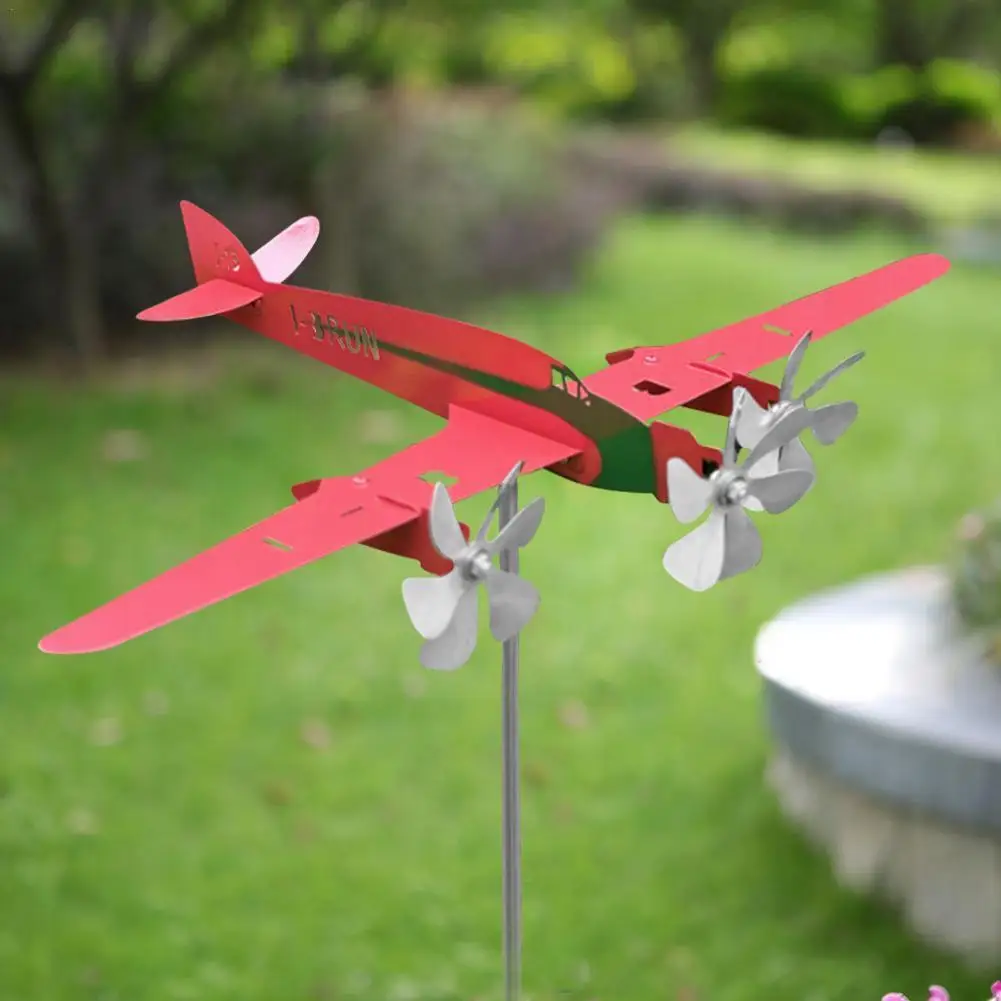 

3D Float Plane Weathervane Unique Metal Aircraft Windmill Garden Wind Powered Wind Sculpture Airplane Wind Spinner For Roof S0D8