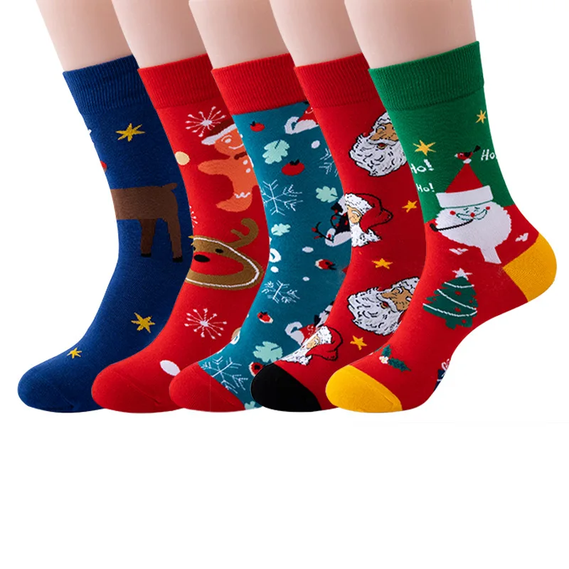 5Pairs Womens Cute Dog Patterned Animal Socks Colorful Funny Casual Cotton Novelty Crew Socks Christmas Holiday Crew Socks Gifts