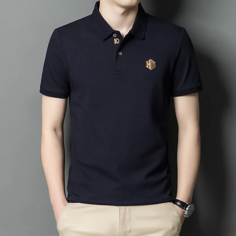 Polo T Shirt for Men Ice Silk Mens Polo Shirts Mercerized Cotton Men's Golf Wear Luxury Men's Social Shirts Gulf Men's Shirts