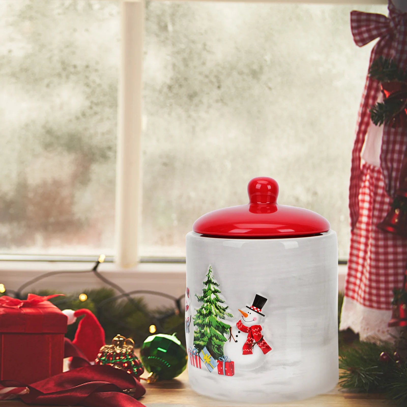 

1pc Creative Storage Container Home Use Sealed Storage Jar Xmas Themed Jar
