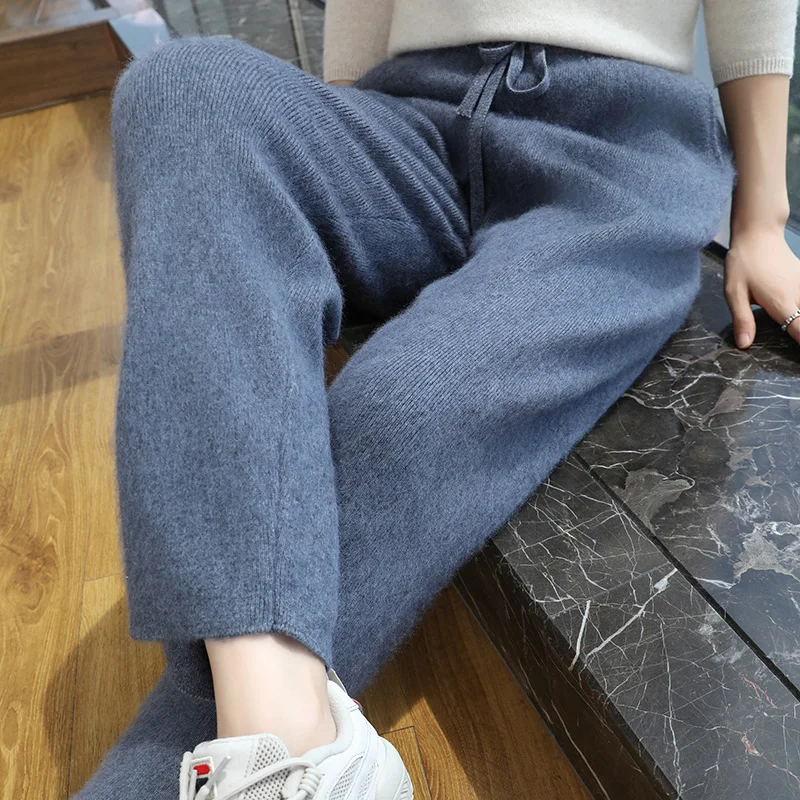 100% норковые кашемировые женские брюки с широкими штанинами Новинка