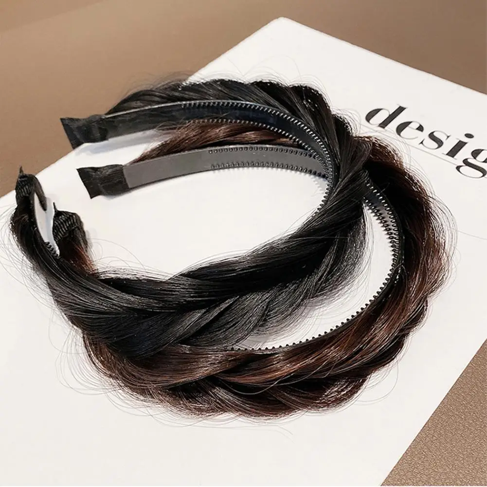 Искусственная повязка на голову нескользящая в виде рыбьей косы ободок для волос