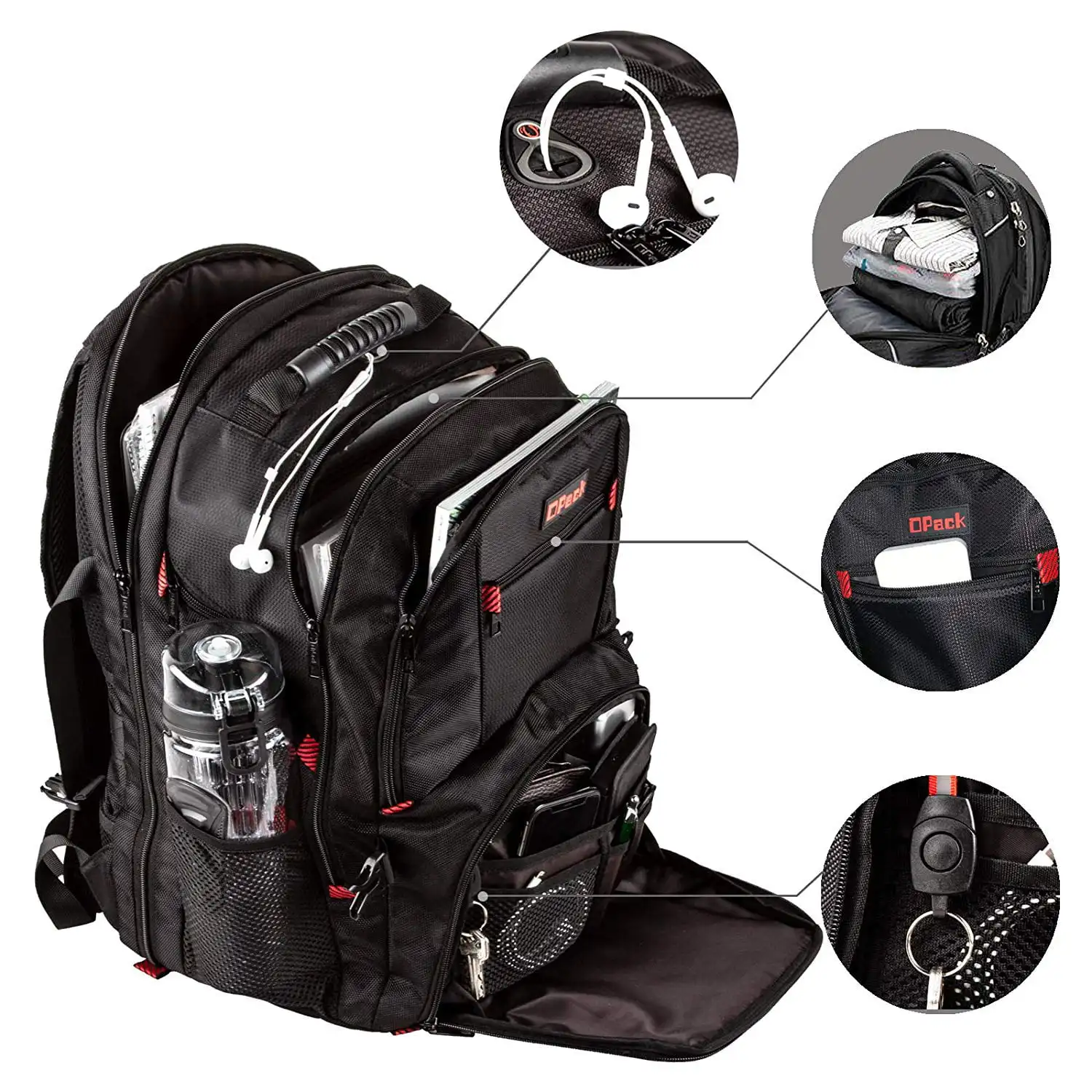Extra Large RFID-Safe Travel Backpack with USB Charging Port