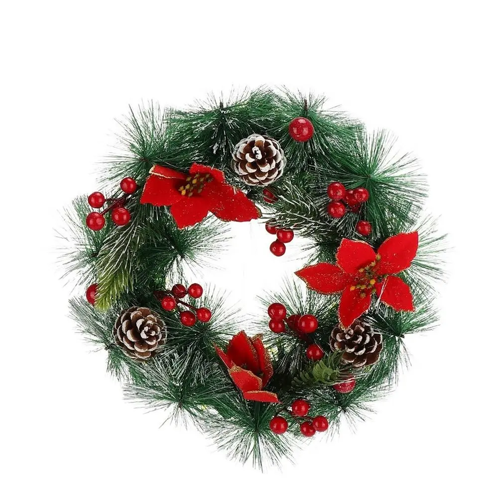 

30cm Christmas Wreath Xmas Decoration Wreath Pine Cone Wreath With Mixed Decorations Front Door Wreath With Hanger Bow Garland