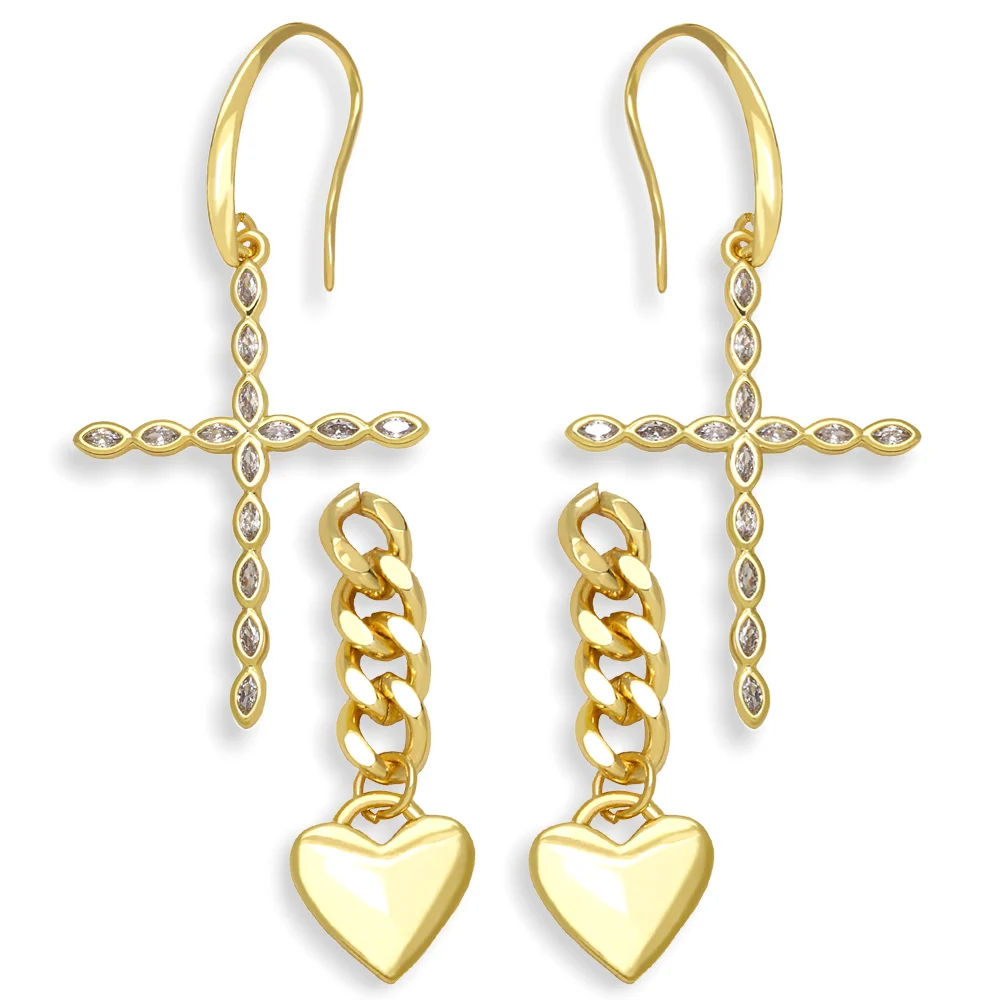 Позолоченные серьги-Крючки FLOLA с крестом для женщин кубинские звенья цепочка