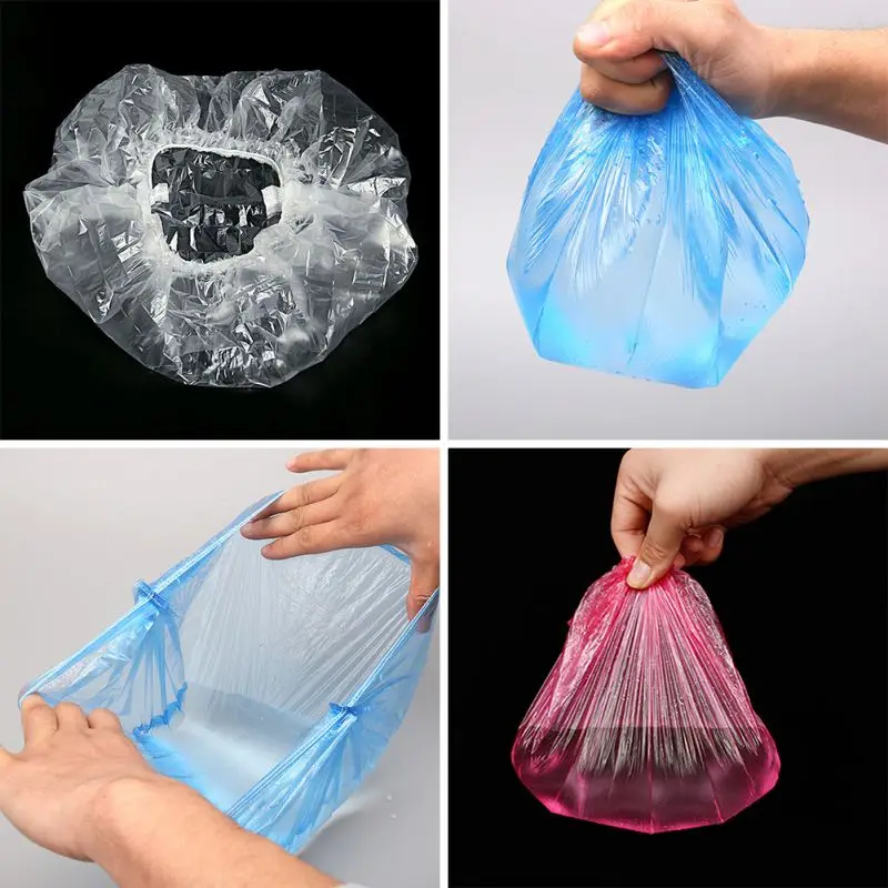 

100Pcs Disposable Shower Cap Plastic Waterproof Transparent Color Shower Hat Hotel For Travel Home One Time Bathroom Products
