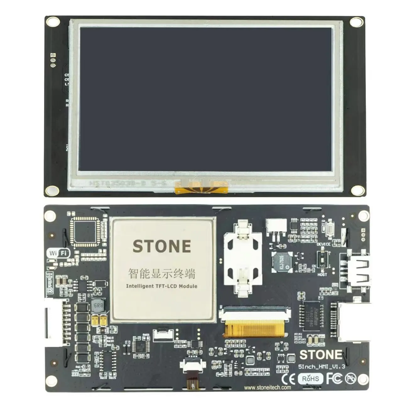 

HMI 5.0" Industrial Touch Display with RS232 RS485 TTL Interface Easy to program STWI050WT-01