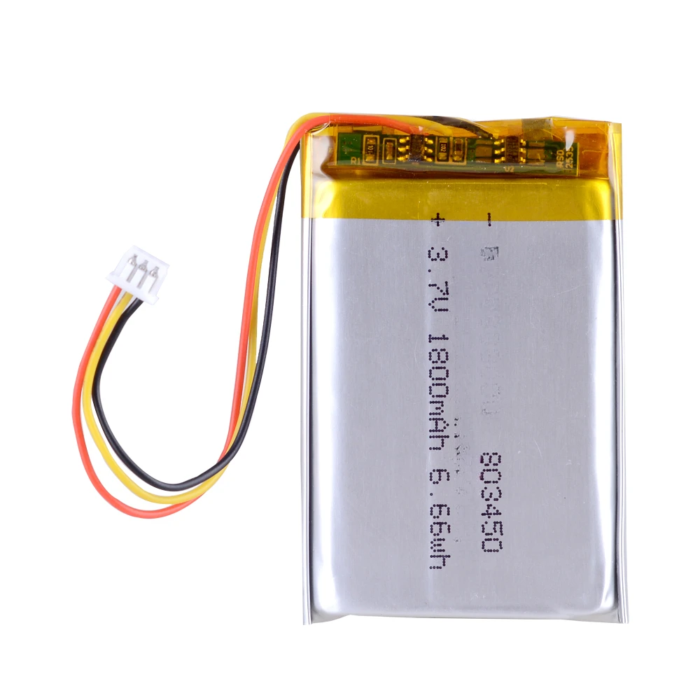 

3.7V 1800mAh Lithium Polymer Rechargeable Battery with JST 1.25mm 3pin connector For MP3 camera GPS 803450 Corsair Void Pro
