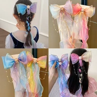 girls bowknot hair accessories children braided hair headdress hair clips for children ponytail streamers hairpins headwear