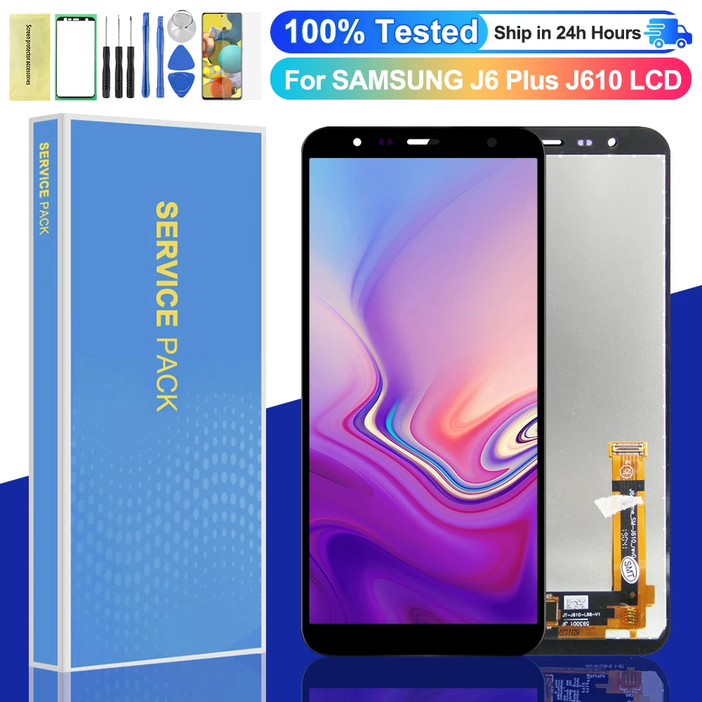 ЖК-дисплей 6,0 'для Samsung Galaxy J6 + J610 J610F J610FN, ЖК-дисплей с сенсорным экраном и дигитайзером в сборе для Samsung J6 Plus, ЖК-дисплей