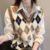 autumn winter womens knitted vest sleeveless tops korean fashion free shipping wholesale jacket coat retro streetwear new za