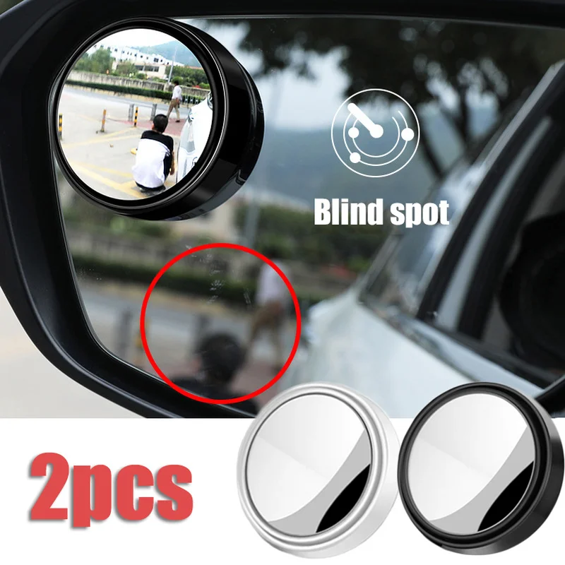 

2 Pcs Car Rearview Mirror Round Blind Spot Mirror 360 Degree Rotating Car Wide-angle Small Round Frame Auxiliary Mirror