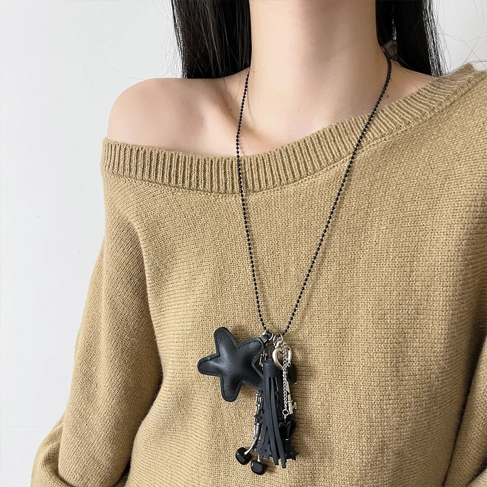 Персонализированное кожаное ожерелье с кисточками в виде звезды осенне-зимняя