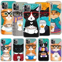 latte acrylic coffee milk drink bottle cat phone for apple iphone 12 13 pro max mini 11 8 7 plus 6 6s x xs xr case 5 5s se 2020