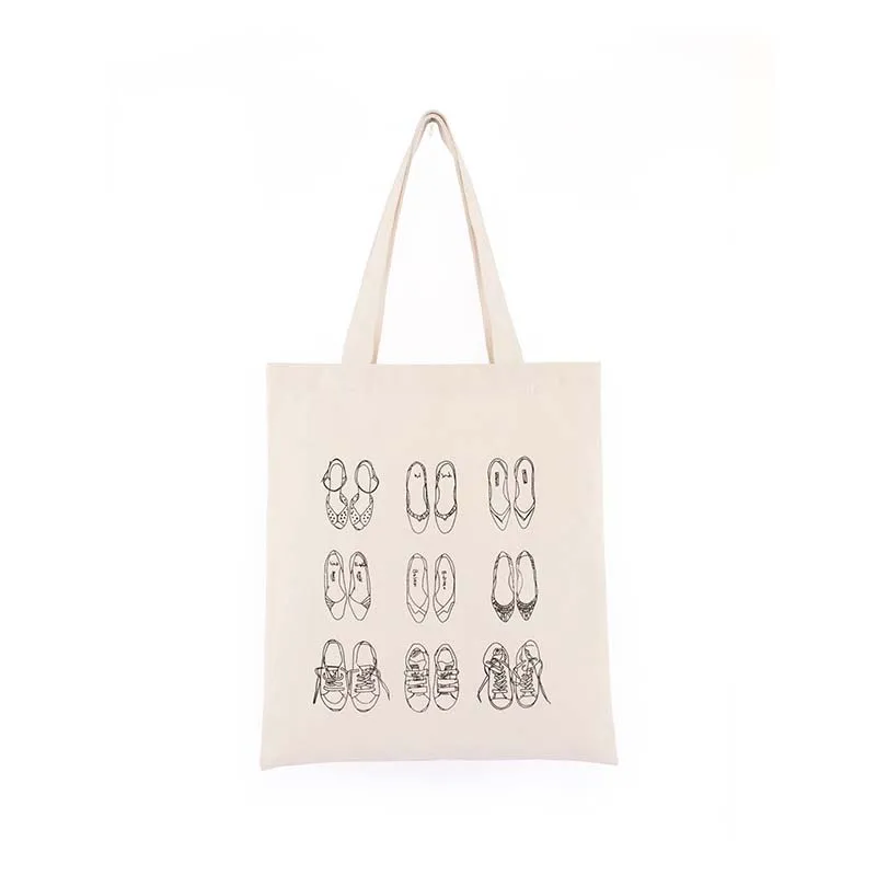 

New Style White Simple High Quality Large Women Tote Shopping Canvas Shoulder Bag