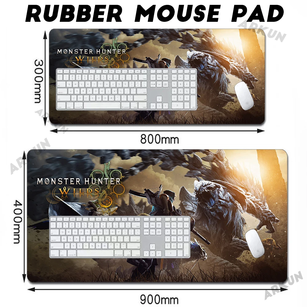 Big Fighting Strategy Adventure Game Monster Hunter Wilds Gaming Mouse Pad XXL Computer Keyboard Desk Soft Office Table Mat