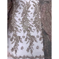 greenwhiterose gold high quality beaded lace fabric floral glitter sequin mesh tulle nigeria african women wedding party dress