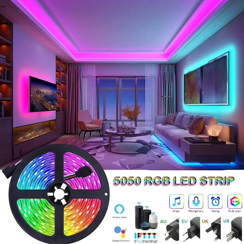 

Bluetooth IR WIFI RGB 5050 LED Light Bar Bluetooth App Controlled LED Tape Flexible Ribbon Diode Tape for Room Decoration