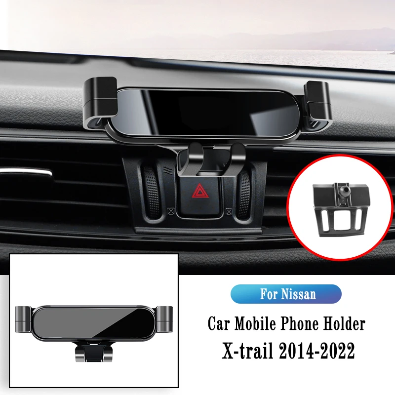 Car Phone Holder For Nissan X-Trail 2014-2022 Qashqai 2016-2022 Gravity Navigation Bracket GPS Stand Air Outlet Clip Accessories