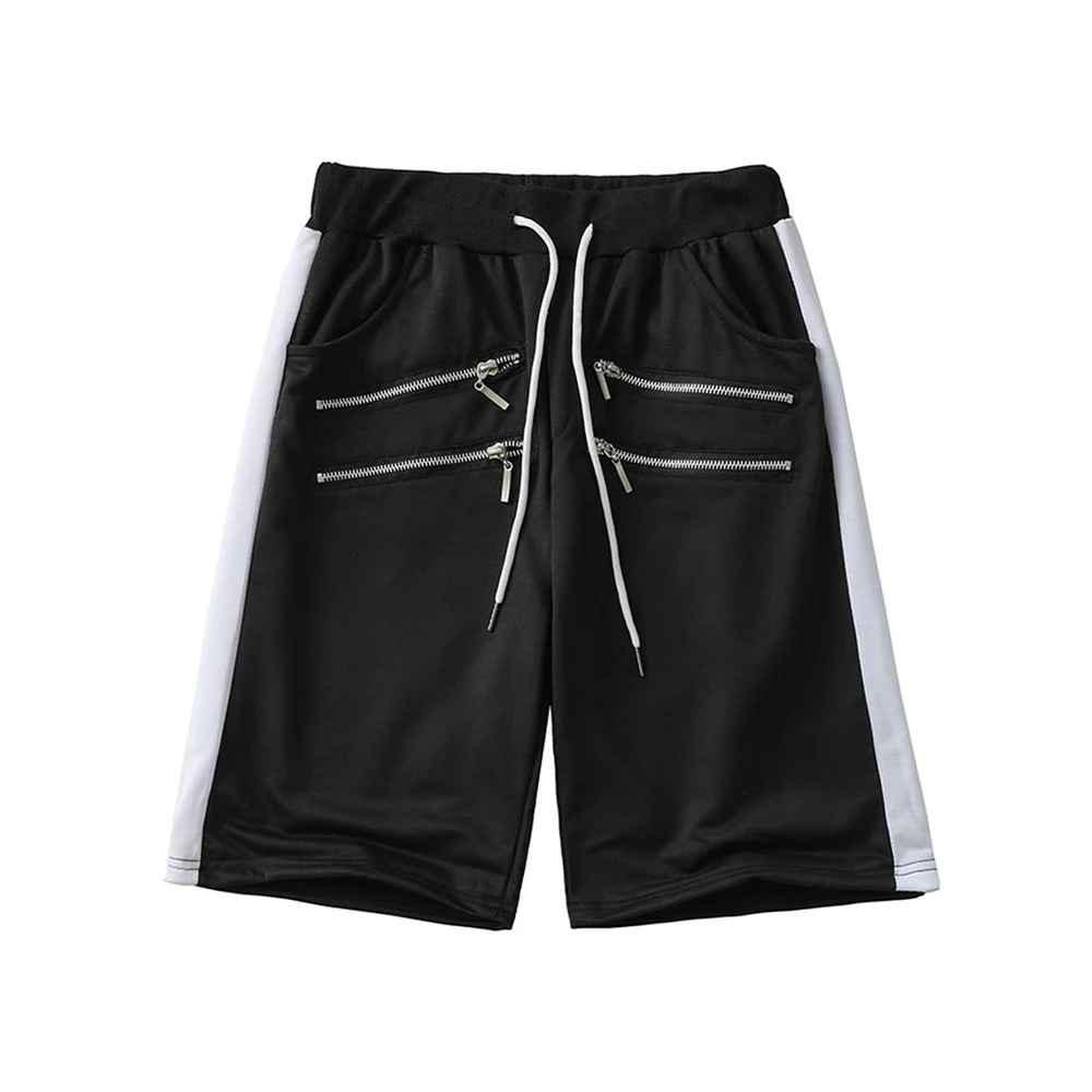 

Mens Shorts Summer Fashion Mens Clothing Drawstring Pockets Color Patchwork Zipper Shorts for Men