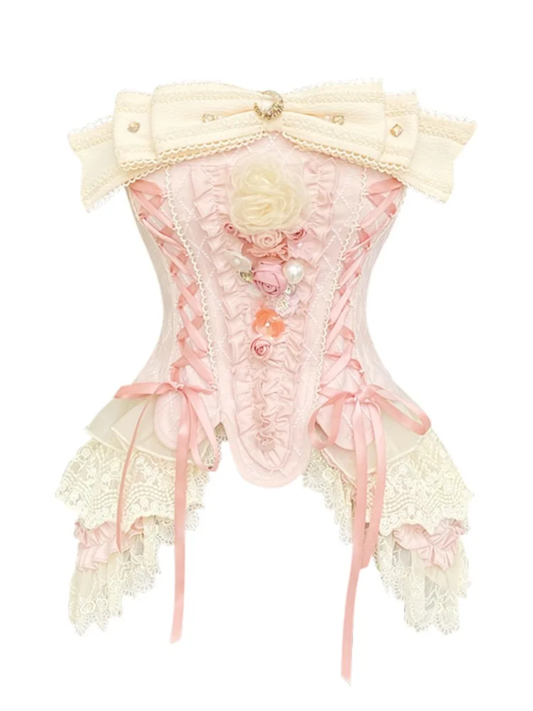 Корейский модный пикантный корсет с бантом Топ костюм для женщин Элегантная