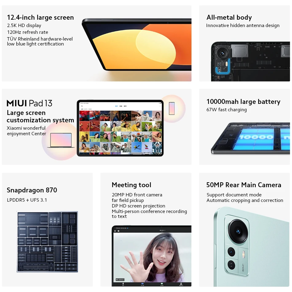 Планшеты Xiaomi Mi Pad 5 Pro 12 4 дюйма 128 ГБ/512 ГБ процессор Snapdragon 870 экран 120 Гц 2 k