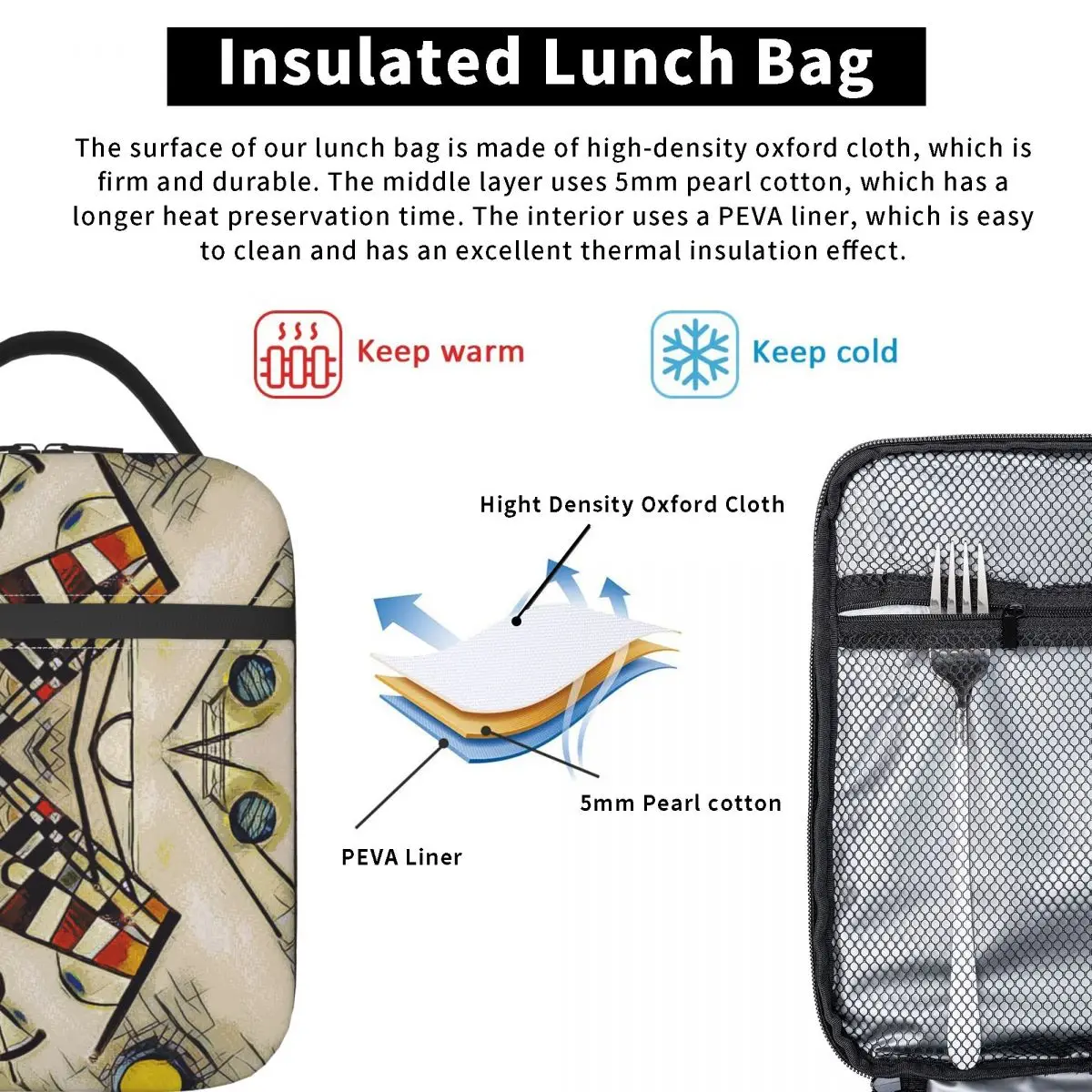 Изолированный Ланч-бокс es Wassily Kandinsky Art с абстрактным рисунком повседневный