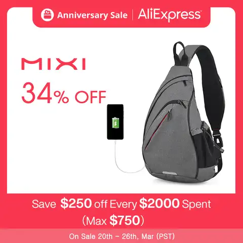Mixi мужской рюкзак на одно плечо, Женская Слинг Сумка через плечо, USB, для мальчиков, для велоспорта, спорта, путешествий, универсальная модная...