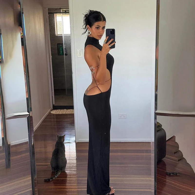 Женское сексуальное платье с открытой спиной и бантом в европейском