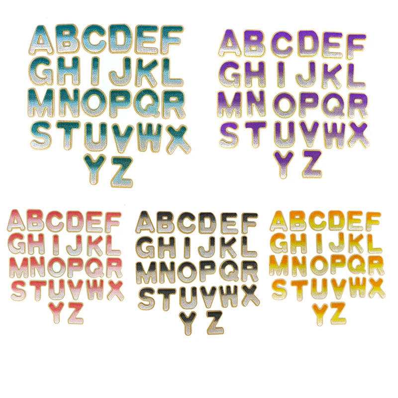 26pcs New English Letters Patches For Clothing Bag Glitter Letter Patches on Alphabet Letter 3D Colorful Gradient Letter Patches