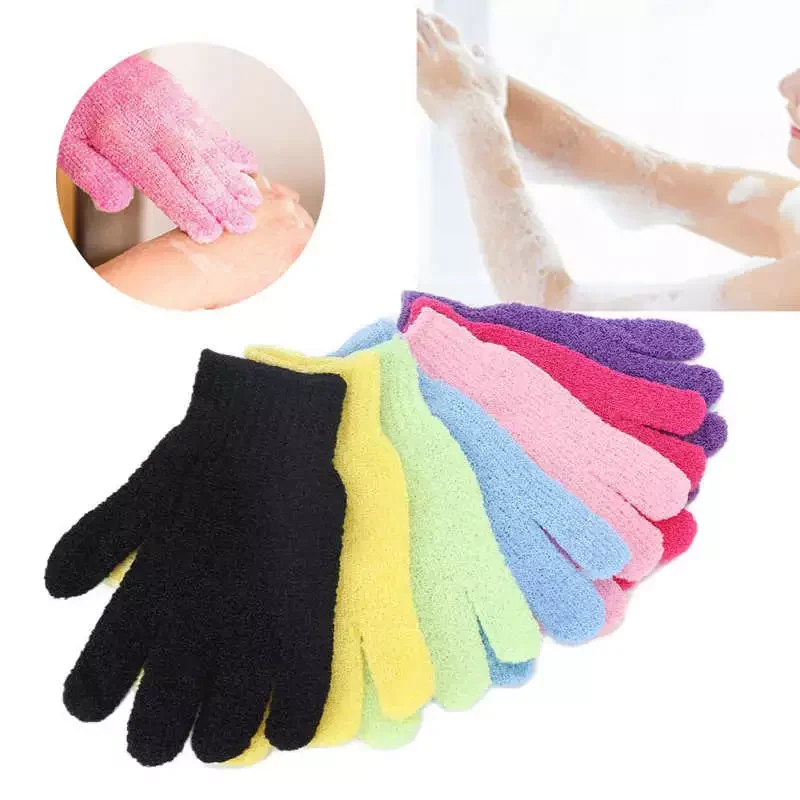 

7pcs Exfoliating Bath Gloves Portable Body Scrubbing Massage Dead Skin Removal Shower Gloves Set j