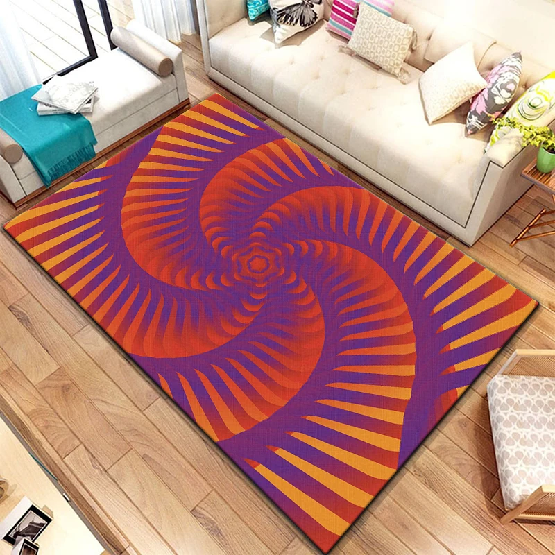 3D Vision Stripe Grid Art Printed Carpet Camping Picnic Mats Anti-Slip Rug Yoga Mat E-sports Carpet Sofa Decoration, Floor Mats