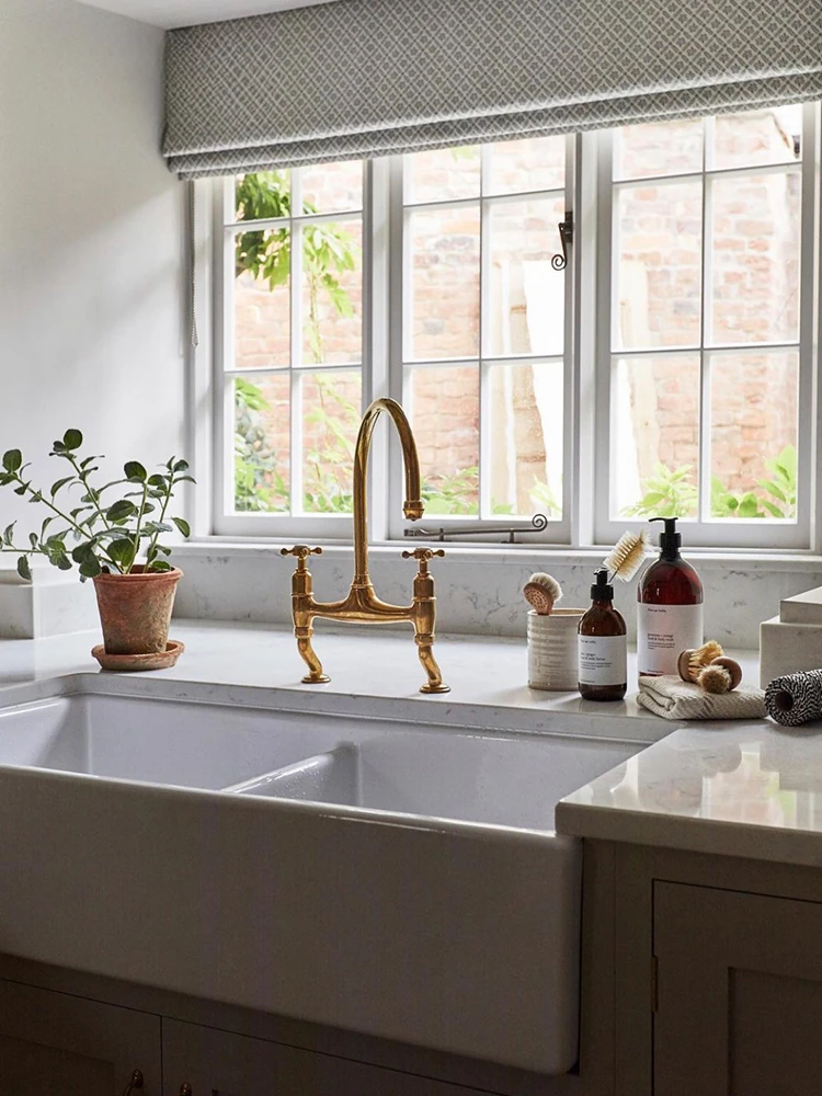 Американская кухонная двойная раковина открытая полуутопленная керамическая