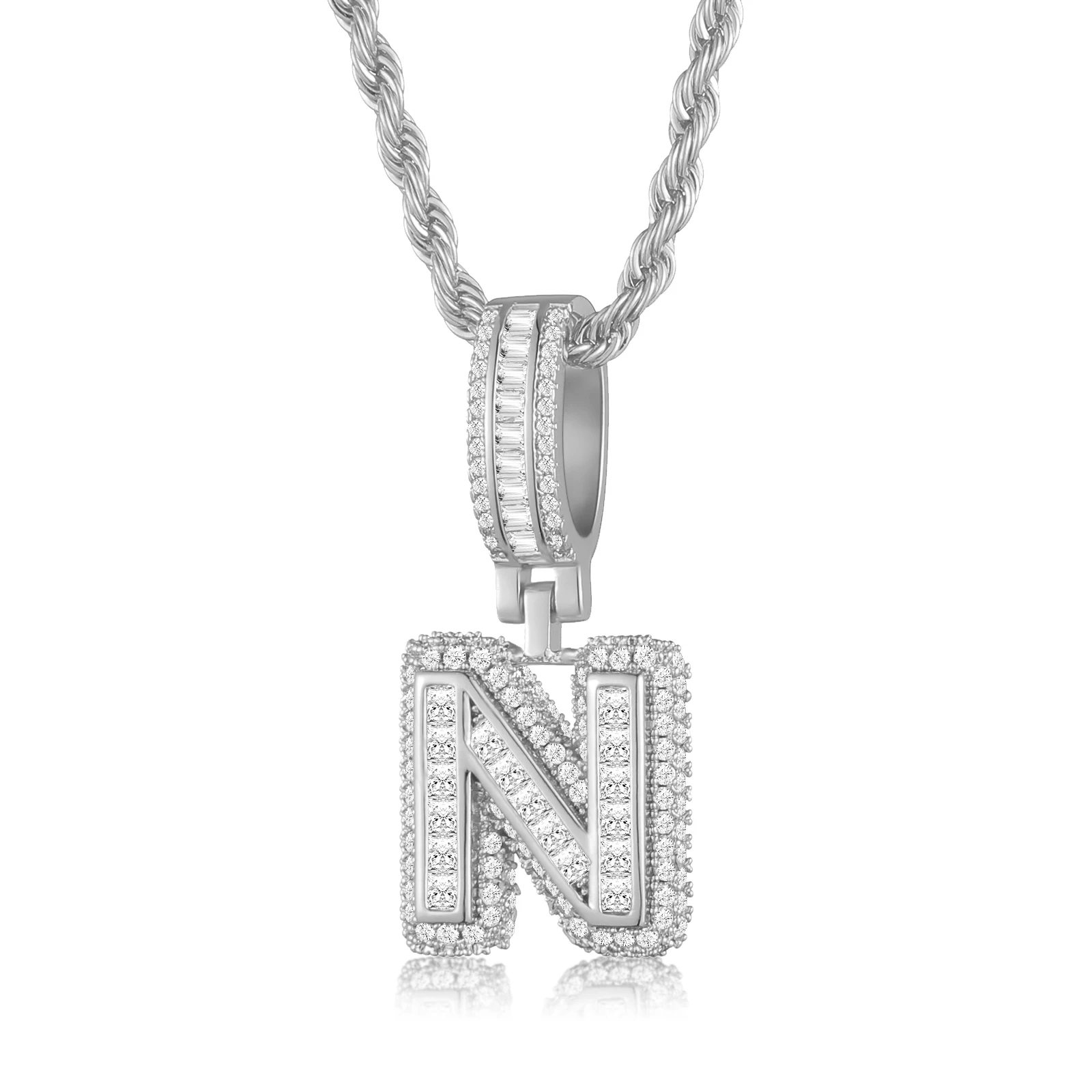 Роскошное ожерелье с подвеской в стиле хип-поп AAA + кубическим цирконием и буквами