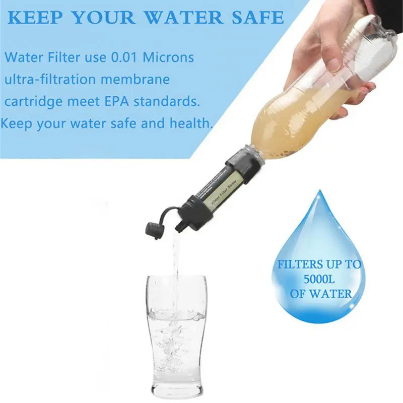 

Water Filtration Survival Water Filter Straw Water Filtration System Drinking Purifier For Emergency Hiking Camping Outdoor Tool