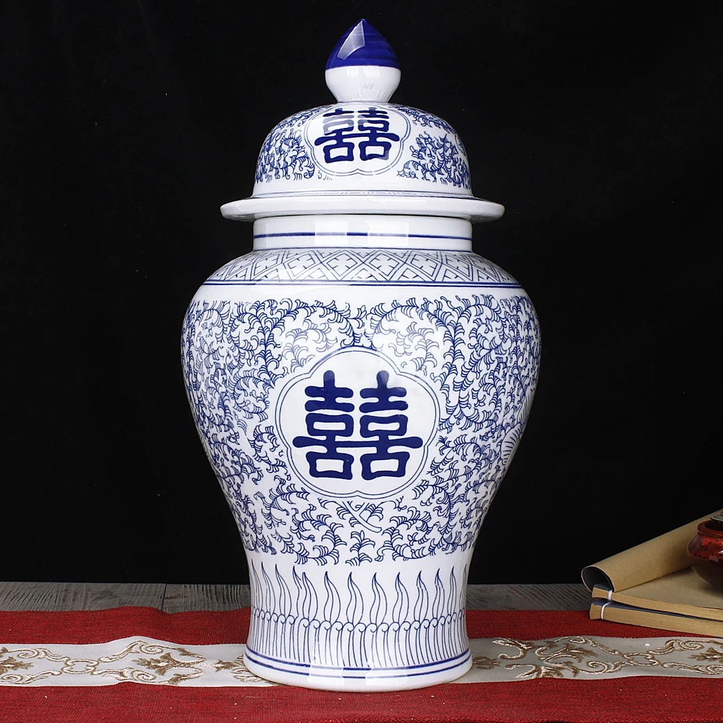 

Старинные Китайские иероглифы, сине-белая фарфоровая банка Tengman, керамическая банка для хранения, ремесла, герметичная емкость для хранения...